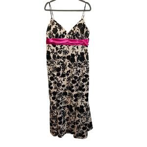Vintage Blondie Nights Black White Hot Pink Junior 19 Formal Long Dress Wedding‎